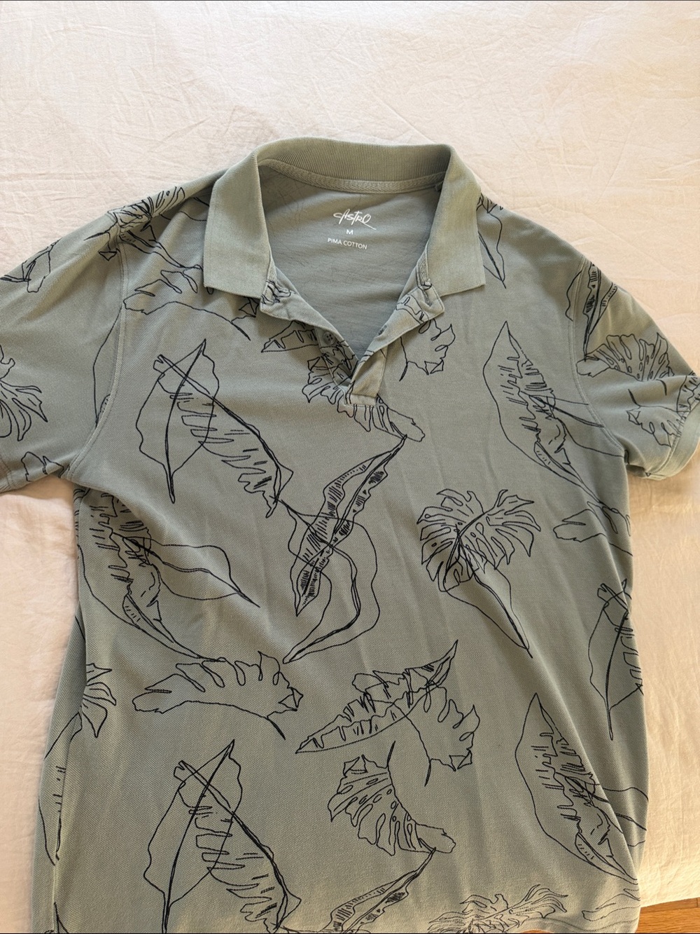 AFTCO Sage Green Tropical Outline Polo
